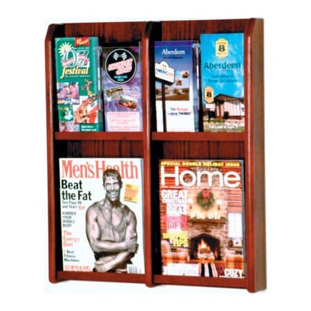 Wooden Mallet 4 Magazine/8 Brochure Oak & Acrylic Wall Display - Mahogany LM-6MH